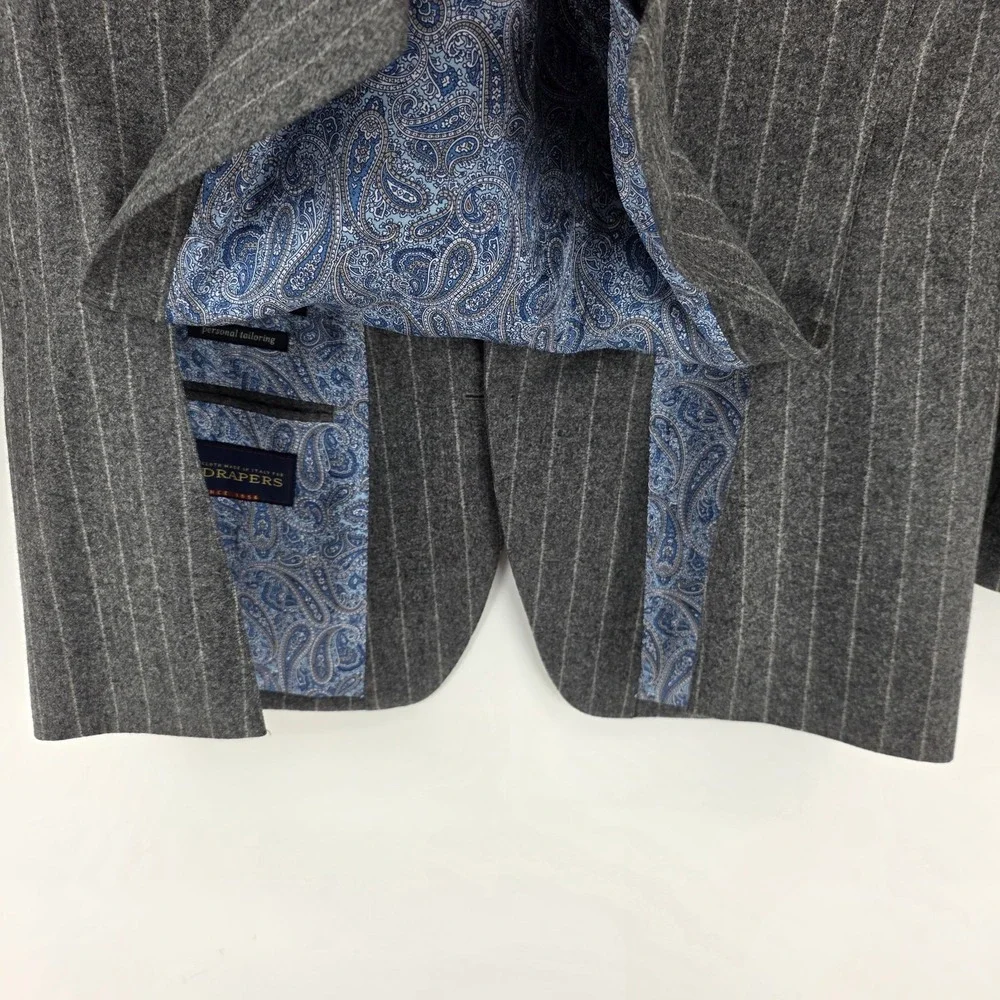 suitsupply Lazio wool blazer gray Chalk striped men M/L tailored drapers